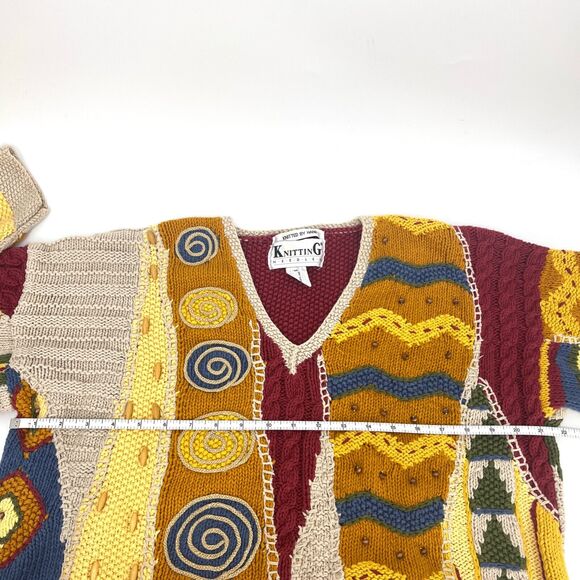 VTG Knitting Needles Knitted by Hand Sweater Size M - Picture 3 of 9